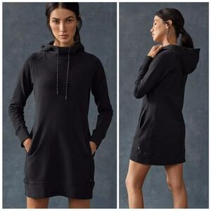 American Giant Sporty Sleek Hoodie Dress Black Long Sleeve Knit Women's Size XS